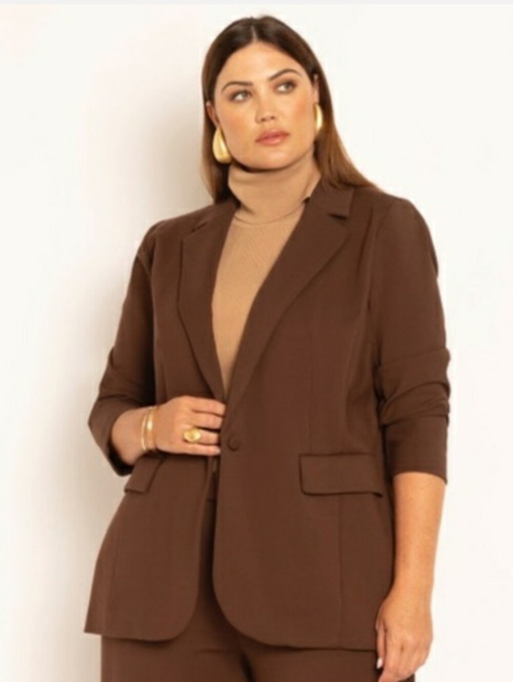 NEW! Eloquii Chocolate Brown Single-Button Blazer, Size 22